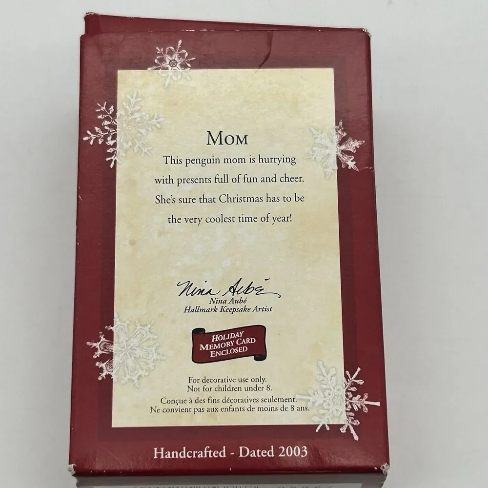 Hallmark Keepsake Ornament Christmas MOM Penguin with Stocking Candy Cane 2003